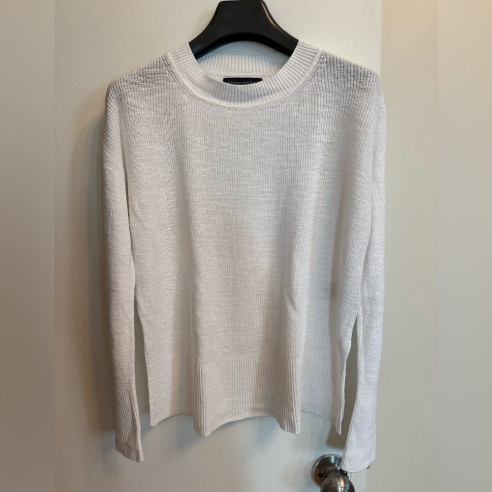 Banana Republic White Linen Sweater